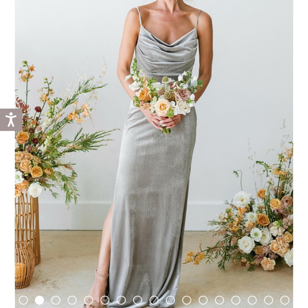 Revelry bridesmaids dress in slate blue